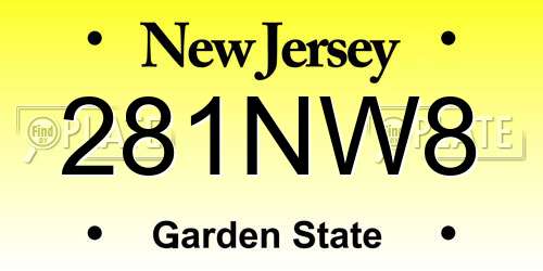 281NW8 New Jersey License Plate