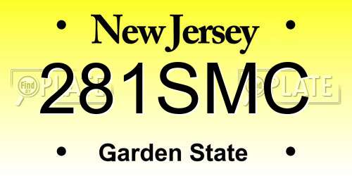 281SMC New Jersey License Plate