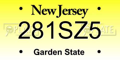 281SZ5 New Jersey License Plate