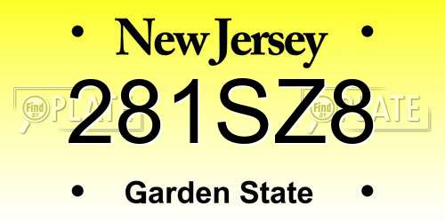 281SZ8 New Jersey License Plate