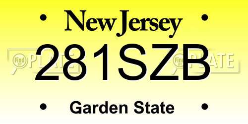 281SZB New Jersey License Plate