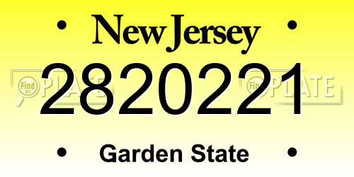2820221 New Jersey License Plate