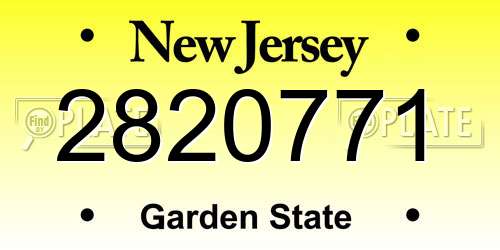 2820771 New Jersey License Plate