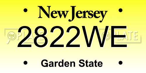 2822WE New Jersey License Plate