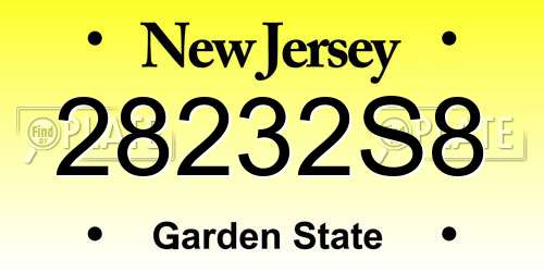 28232S8 New Jersey License Plate