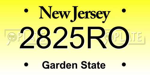 2825RO New Jersey License Plate