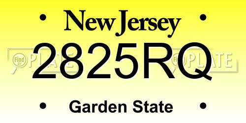 2825RQ New Jersey License Plate