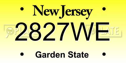 2827WE New Jersey License Plate