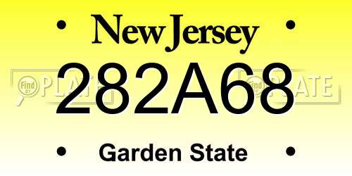 282A68 New Jersey License Plate
