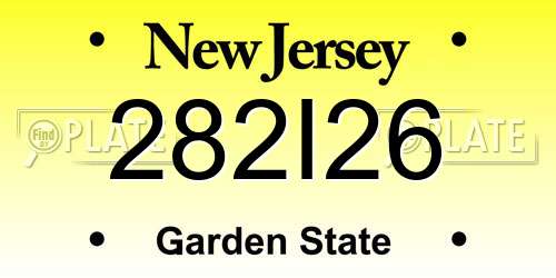 282I26 New Jersey License Plate