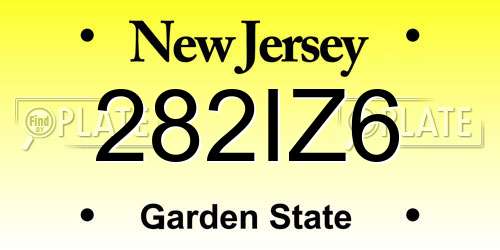 282IZ6 New Jersey License Plate