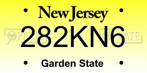 282KN6 New Jersey License Plate