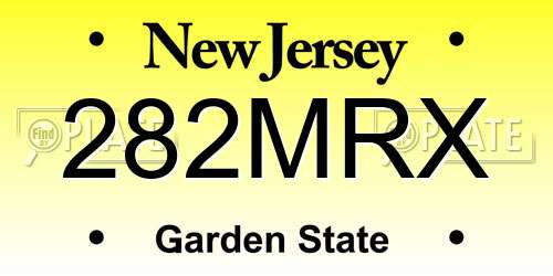 282MRX New Jersey License Plate