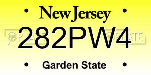 282PW4 New Jersey License Plate