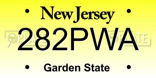 282PWA New Jersey License Plate