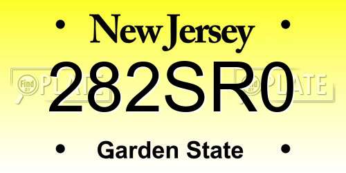 282SR0 New Jersey License Plate