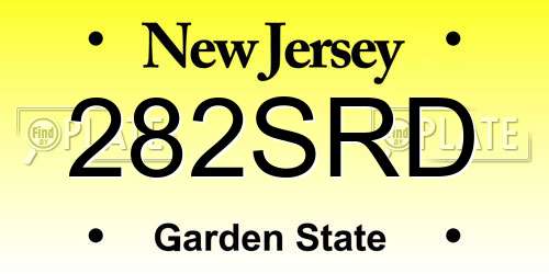 282SRD New Jersey License Plate