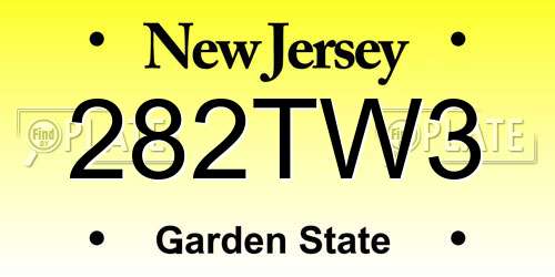 282TW3 New Jersey License Plate