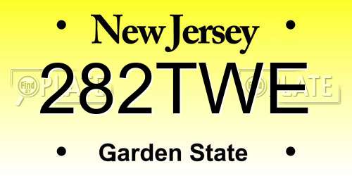 282TWE New Jersey License Plate