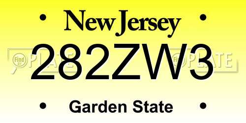 282ZW3 New Jersey License Plate