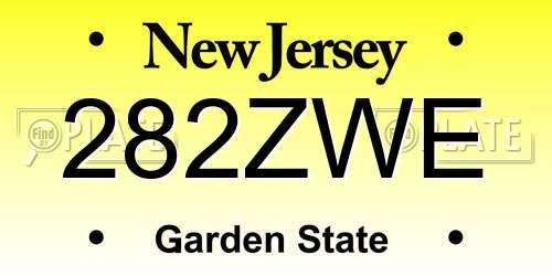 282ZWE New Jersey License Plate