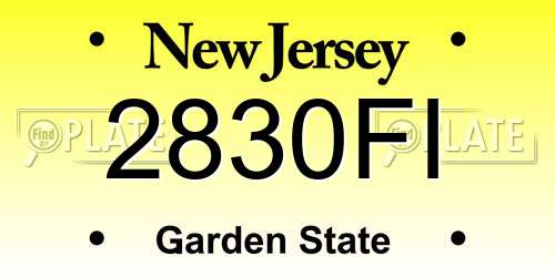 2830FI New Jersey License Plate