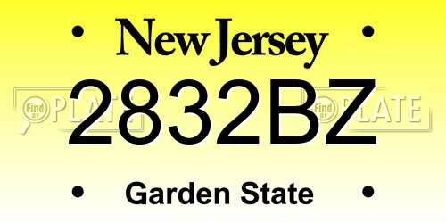 2832BZ New Jersey License Plate