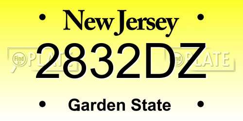 2832DZ New Jersey License Plate