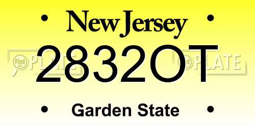 2832OT New Jersey License Plate
