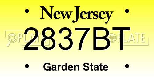 2837BT New Jersey License Plate
