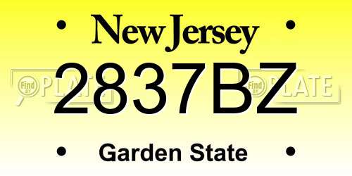 2837BZ New Jersey License Plate