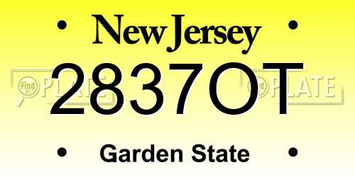 2837OT New Jersey License Plate