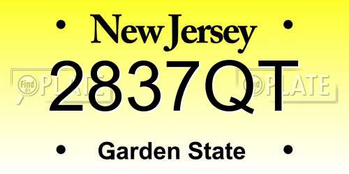 2837QT New Jersey License Plate