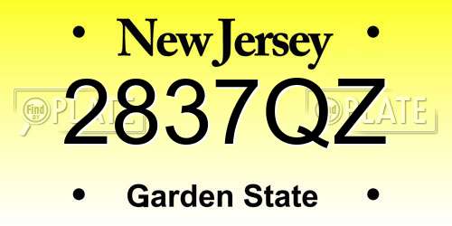 2837QZ New Jersey License Plate