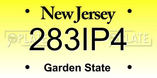 283IP4 New Jersey License Plate