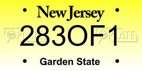 283OF1 New Jersey License Plate