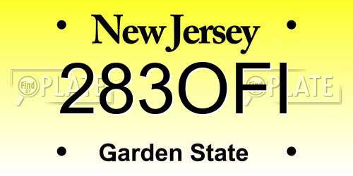 283OFI New Jersey License Plate