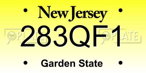 283QF1 New Jersey License Plate