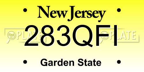 283QFI New Jersey License Plate