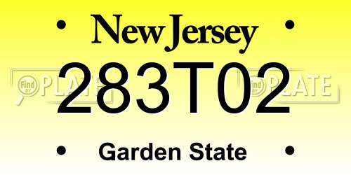 283T02 New Jersey License Plate