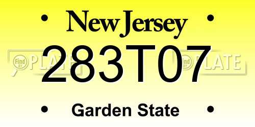 283T07 New Jersey License Plate