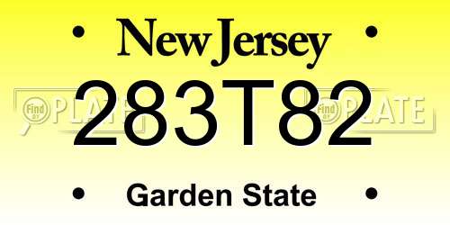 283T82 New Jersey License Plate