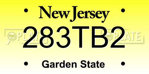 283TB2 New Jersey License Plate