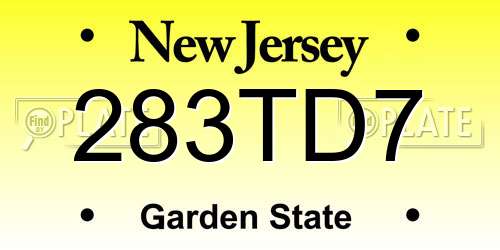 283TD7 New Jersey License Plate