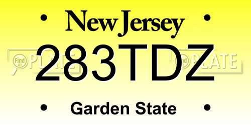 283TDZ New Jersey License Plate