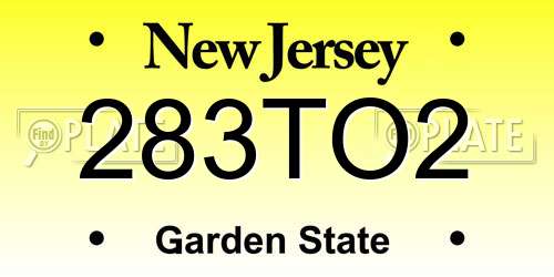 283TO2 New Jersey License Plate