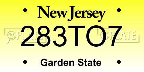 283TO7 New Jersey License Plate
