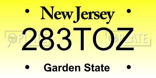 283TOZ New Jersey License Plate