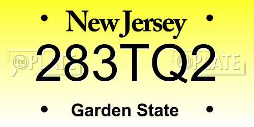 283TQ2 New Jersey License Plate