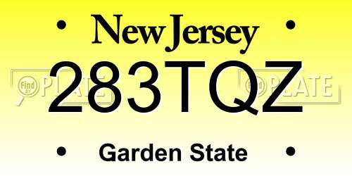 283TQZ New Jersey License Plate